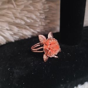 Copper Rose Adjustable Flower Ring sz 6